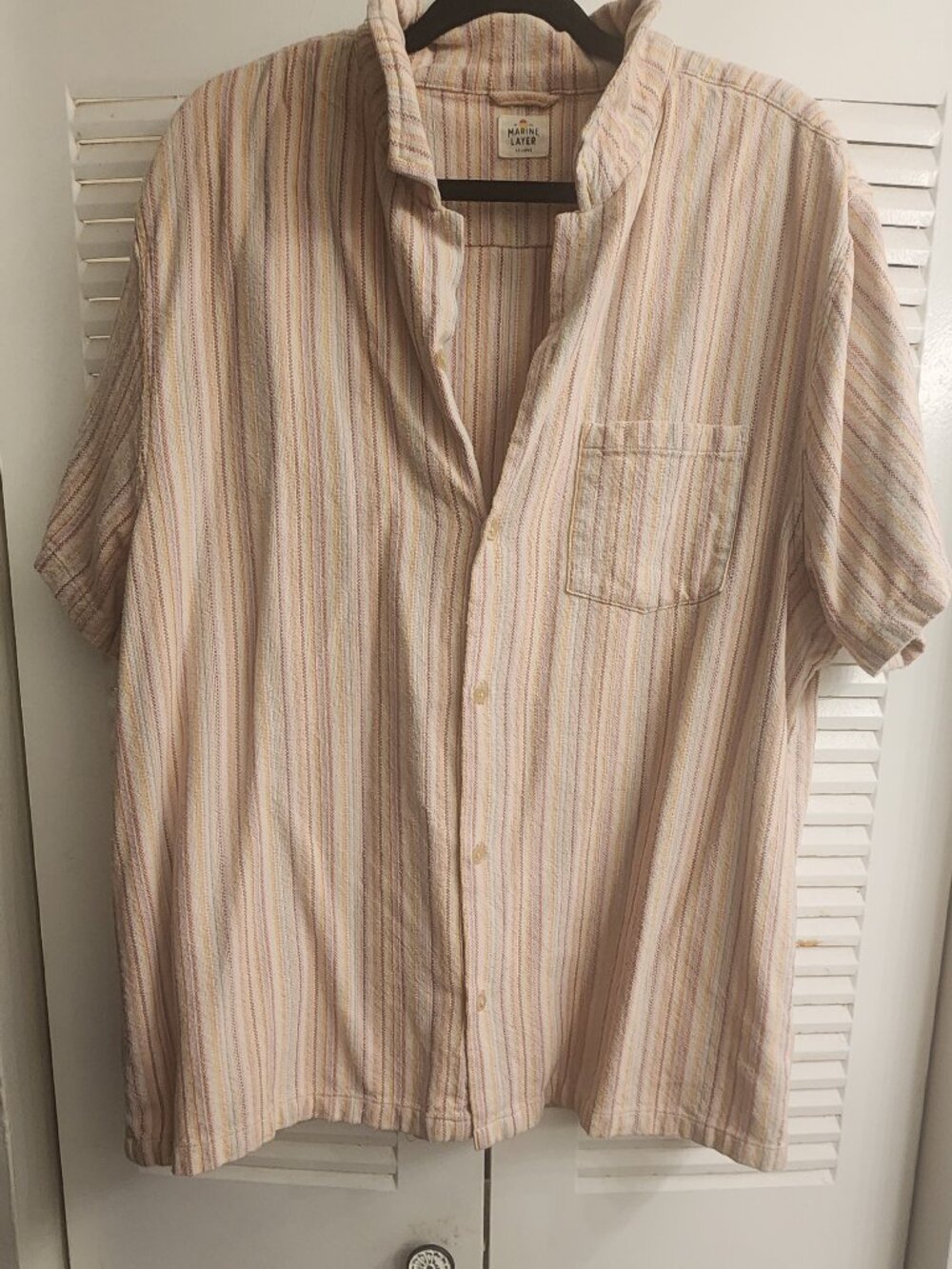 NEW ! Marine Layer Caleb Cotton Striped Standard Fit Button Down Camp Shirt